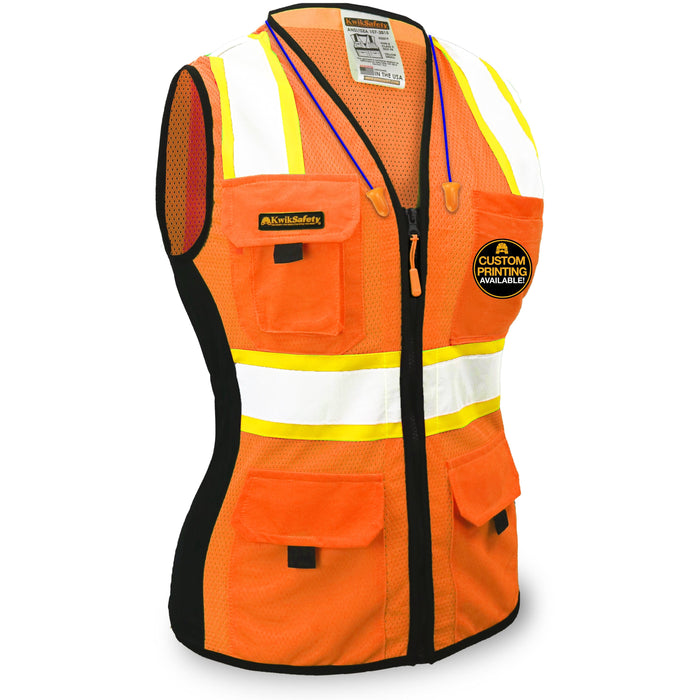 KwikSafety First Lady Class 2 Safety Vest for Women ANSI Surveyor Yellow Small