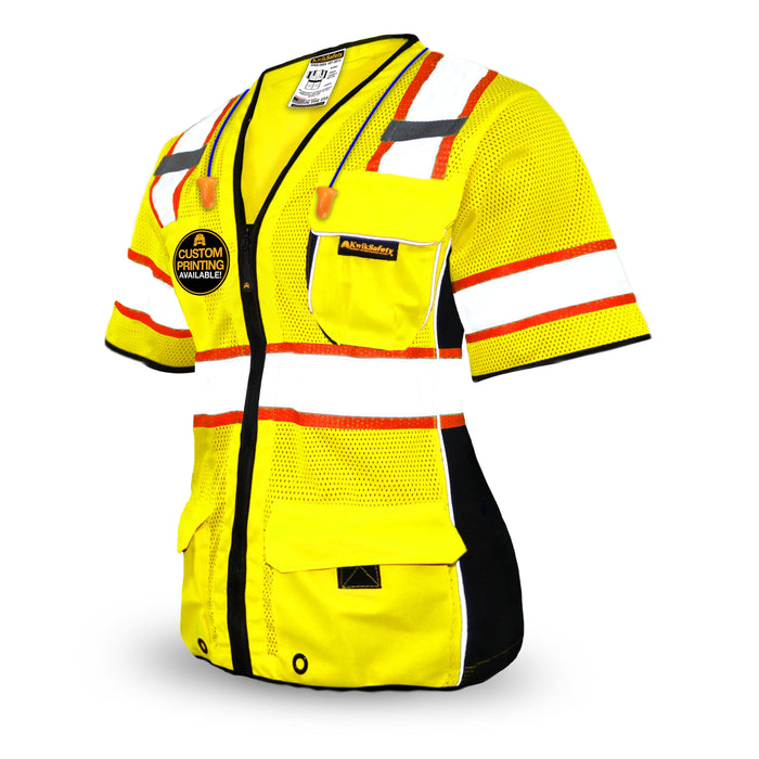 KwikSafety (Charlotte, NC) DUCHESS Safety Vest for Women Class 3 ANSI  Tested OSHA Compliant High Visibility Reflective Heavy Duty Vis Mesh Slim  Fit Construction Work Gear - Model No.: KS3335