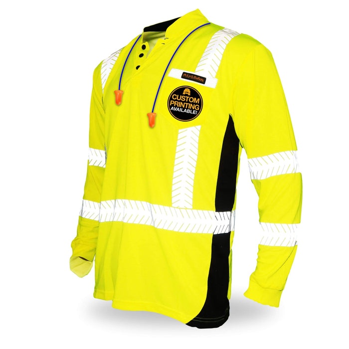 KwikSafety ESTIMATOR High Visibility Reflective Long Sleeve ANSI Class 3 Safety Shirt - Model No.: KS4407 - KwikSafety contruction reflectors highvis visability reflector longsleeve shirtz stripes strips hivisible green pockets running ropa trabajar trabajo hombres hombre zip button vest tall slogans logo uniform t-shirt hiviz camo t-shirts travajo resistant