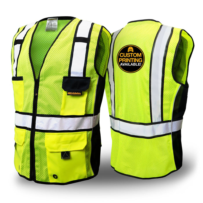 Dib Safety Vest Reflective ANSI Class 2, High Visibility Vest with Pockets  and Zipper, Construction Work Vest Hi Vis Yellow L