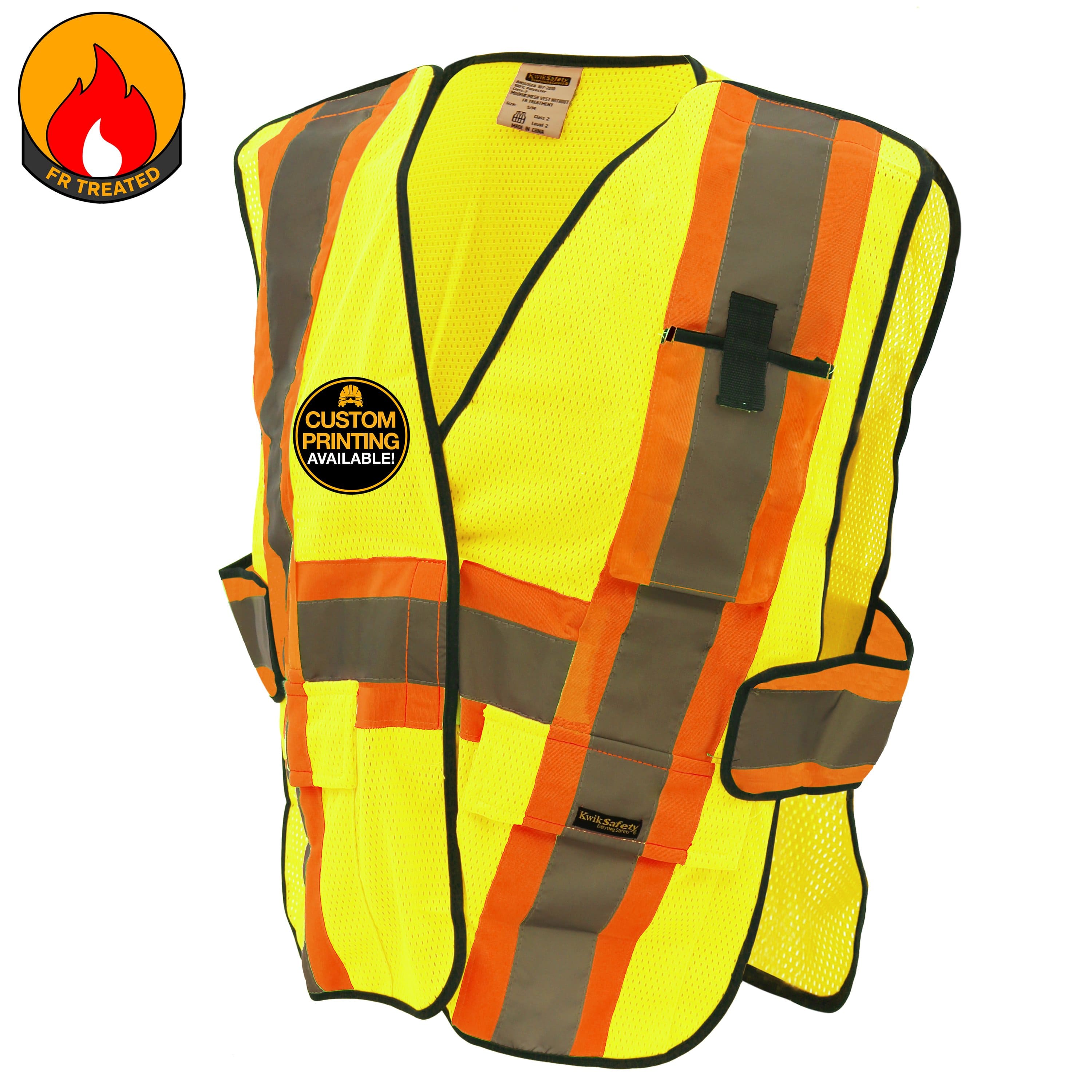 KwikSafety FIRST RESPONDER FR Treated Hi Vis Reflective ANSI PPE Breakaway Class Safety Vest Model KS3316