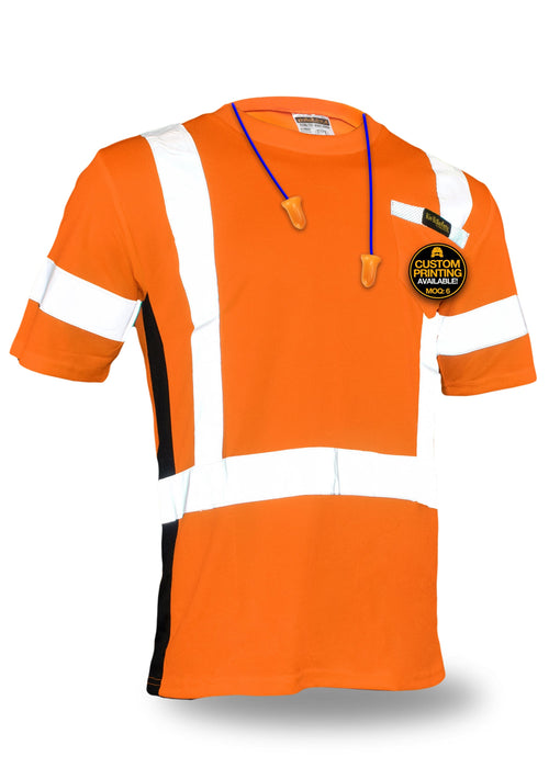 Operator Safety Shirt Class 2 Short Sleeve ANSI Osha Hi Vis PPE | Orange Medium