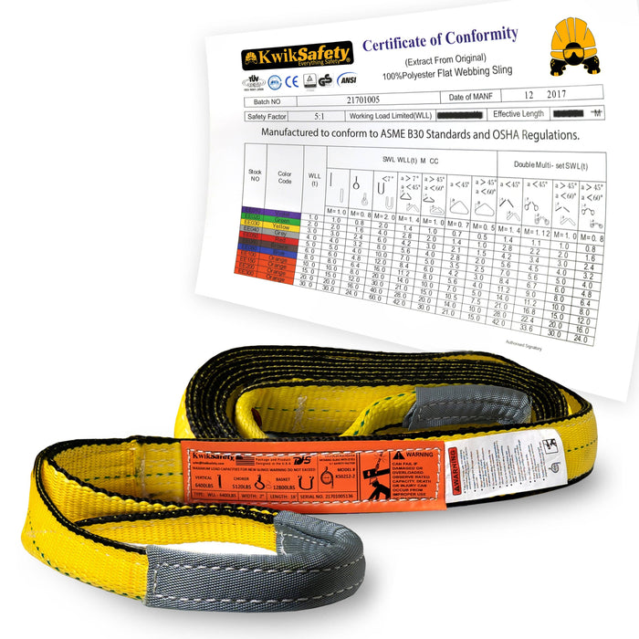 KwikSafety MIGHTY SUMO Type 3 Nylon Web Lifting Slings - Model No.: KS8801 - KwikSafety