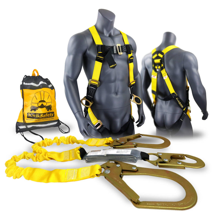 KwikSafety PYTHON 6' ANSI 2 Leg Fall Protection Safety Lanyard w/ Shock Absorber - Model No.: KS7702 - shock absorber arrest construction arborist snap hook welkforder tree guardian harness arnes single double leg personal gear equipment connector miller peakworks 6 4' scaffolding dbi sala ansi osha roofing