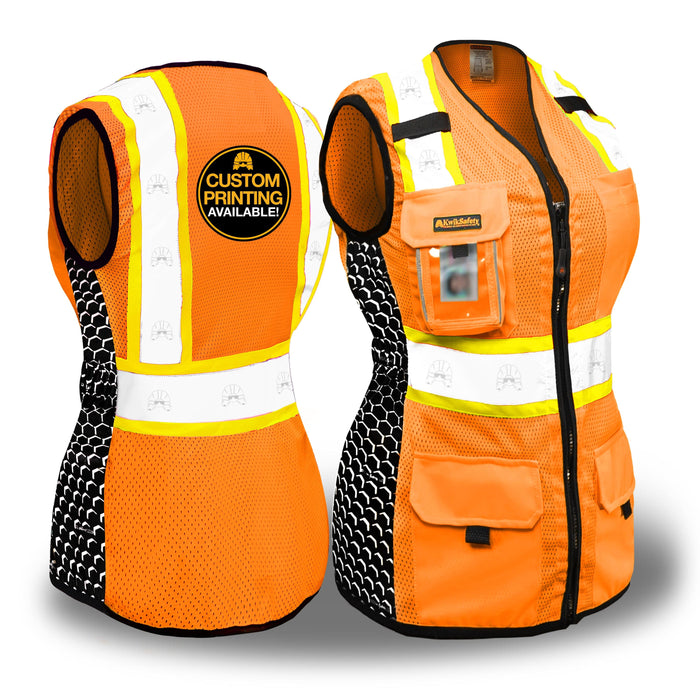 KwikSafety QUEEN BEE (Limited Edition Honeycomb Design) Hi Vis Reflective Safety Vest for Women - Model No.: KS3319QB - KwikSafety