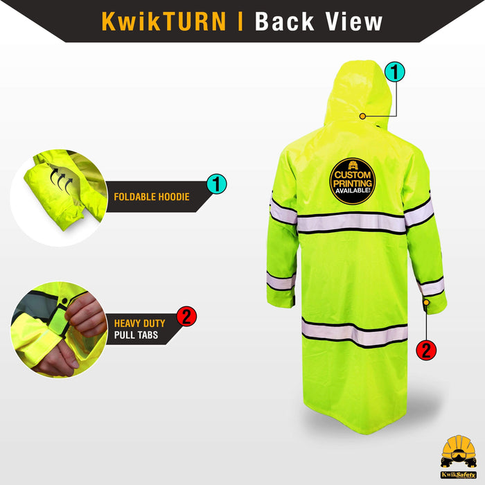Waterproof Long Trench Coat | With Hood And Bag By KwikSafety