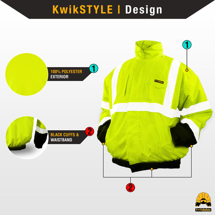 KwikSafety GUARD ANSI Class 3 Bomber Safety Jacket - Model No.: KS5514 - KwikSafety