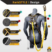 KwikSafety DIAMONDBACK SCORPION Safety Harness (w/ Attached 6 ft Lanyard) Fall Protection ANSI OSHA - KwikSafety