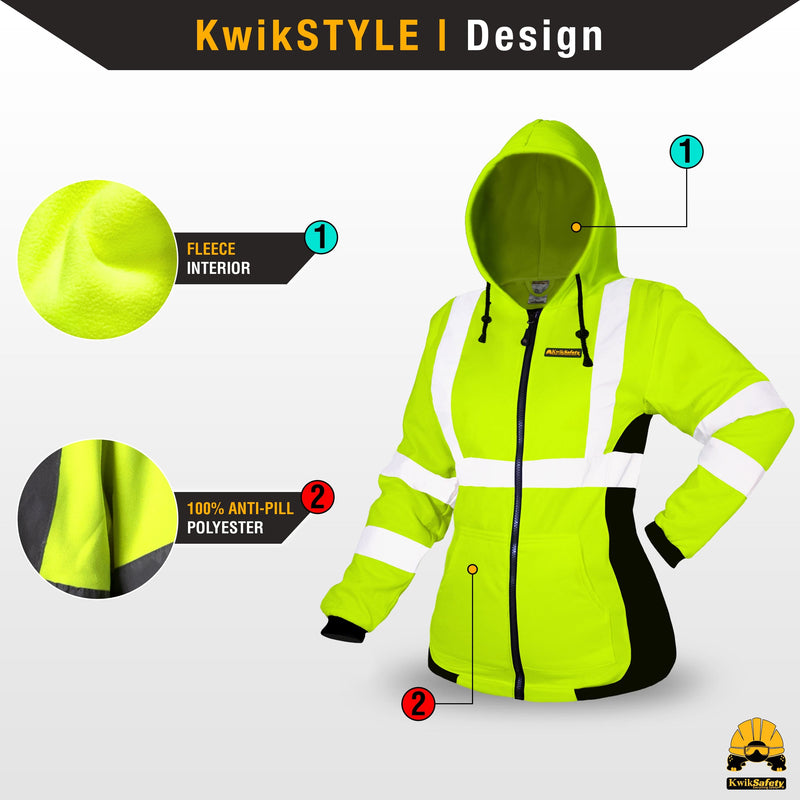 KwikSafety | Rogue Hi Vis Fleece Hoodie for Women | Design