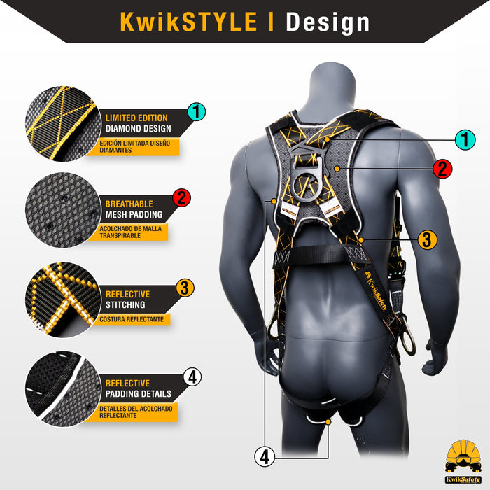 KwikSafety DIAMONDBACK THUNDER Safety Harness 3 D Ring Fall Protection ANSI OSHA - KwikSafety