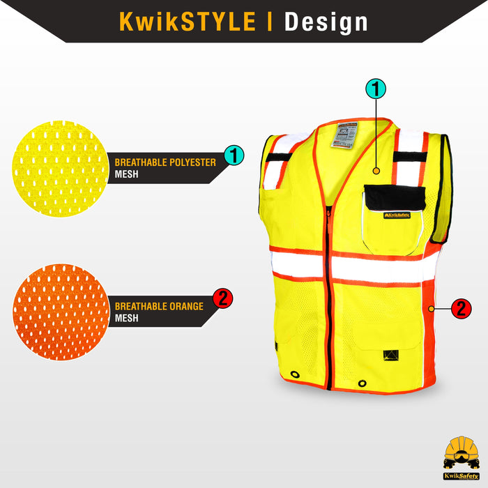 KwikSafety SUPREME Class 2 ANSI OSHA Safety Vest - Model No.: KS3317 - KwikSafety sleeve ipad holder sleeves xxl xxxl xxxxl 3xl 4xl 5xl back neiko radians radwear dewalt mlkishigo peerbasics pioneer pyramex ergodyne salvus jksafety naranja reflectivo construccion reflectante xiake sefety saftey safty salzmann zojo oregon kishigo talla erb dib lime packs camo relfective