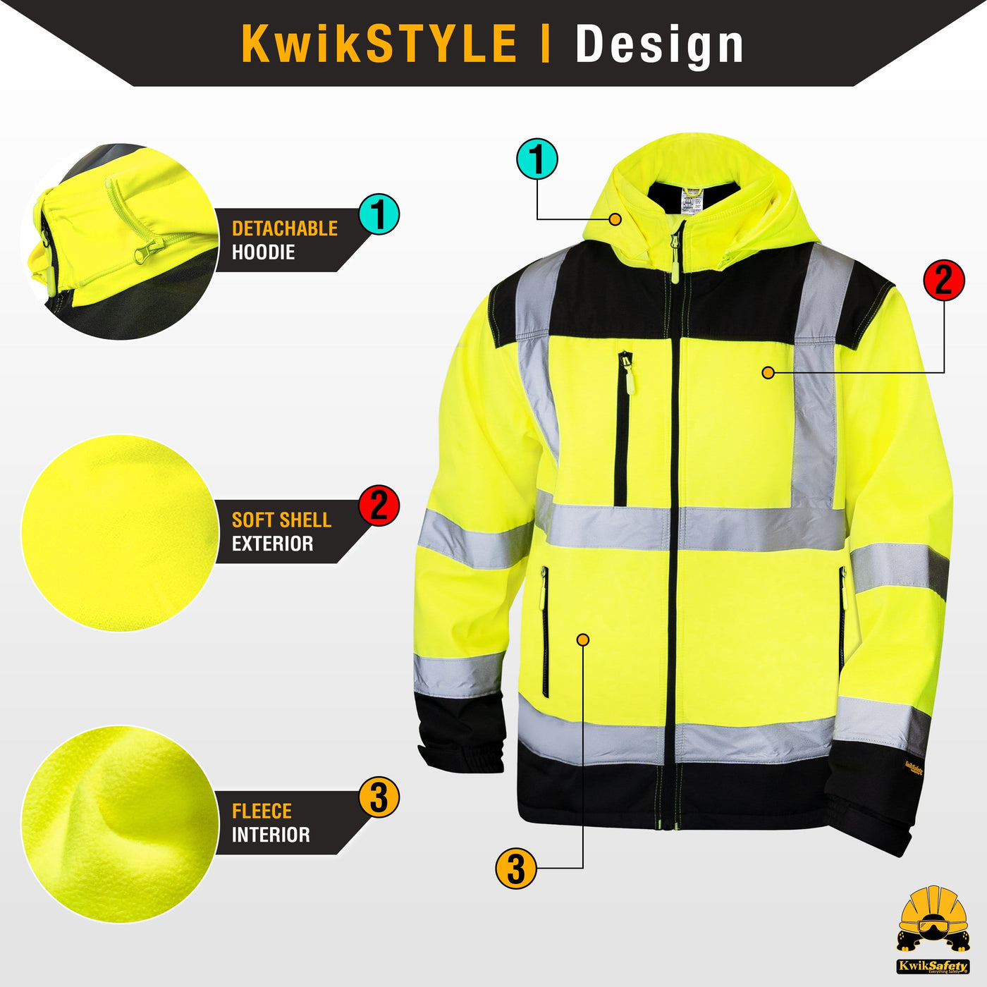 KwikSafety AGENT Safety Jacket (DETACHABLE HOOD) Class 3 ANSI Tested ...