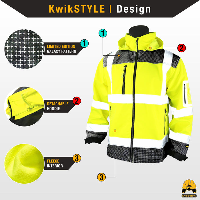 KwikSafety AGENT Safety Softshell Jacket (DETACHABLE HOOD) Class 3 ANS