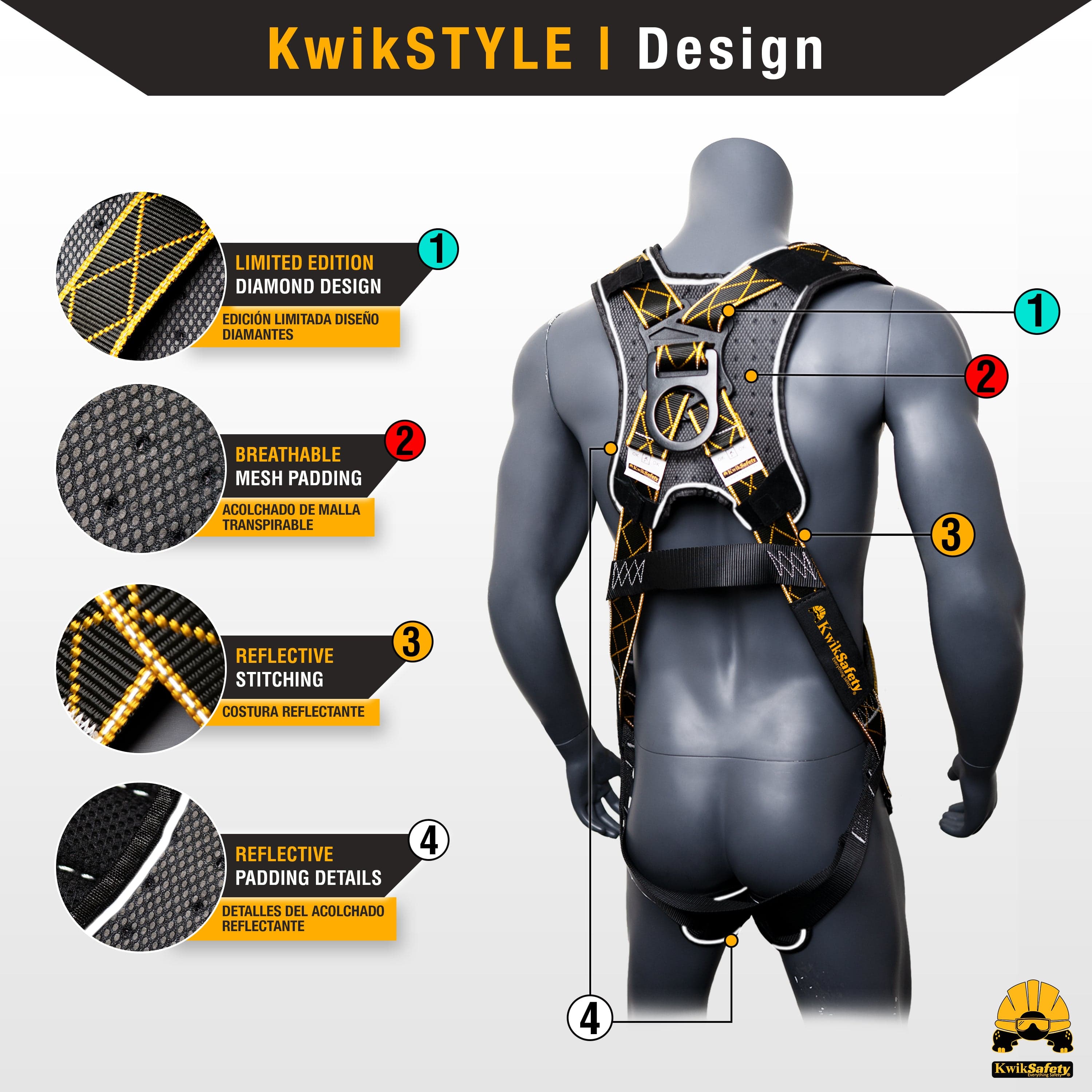 KwikSafety TORNADO DiamondBACK Safety Harness (3 Kwik-Connect Buckles)