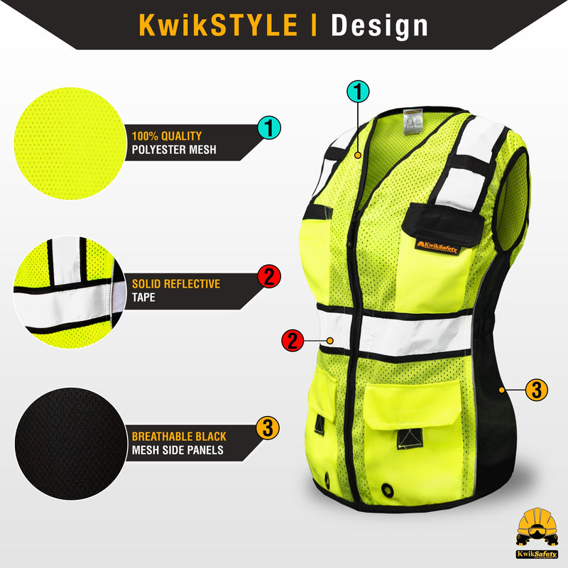 KwikSafety | Roadboss Economy Safety Vest for Women | Design