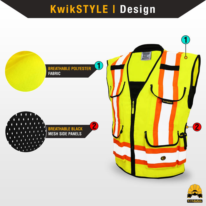 KwikSafety GODFATHER ANSI Class 2 Cushion Collar Multi-Pocket Safety Vest - Model No.: KS3310 - KwikSafety sleeve ipad holder sleeves xxl xxxl xxxxl 3xl 4xl 5xl back neiko radians radwear dewalt mlkishigo peerbasics pioneer pyramex ergodyne salvus jksafety naranja reflectivo construccion reflectante xiake sefety saftey safty salzmann zojo oregon kishigo talla erb dib lime packs camo relfective