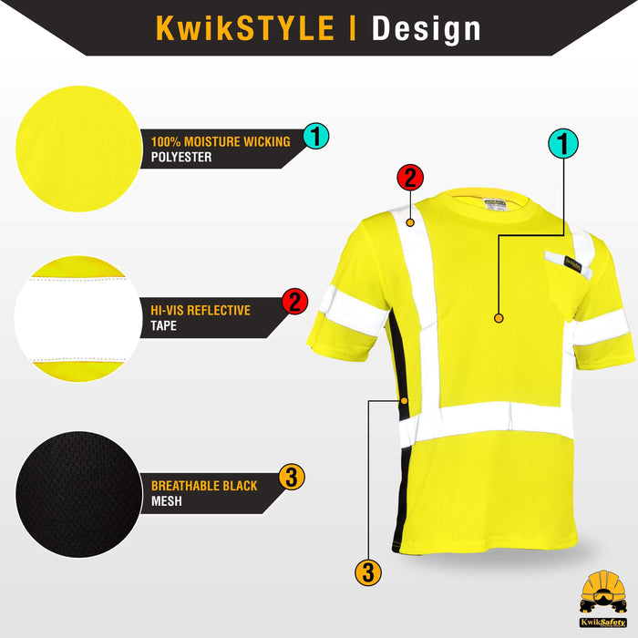 KwikSafety OPERATOR Safety Shirt (SOLID REFLECTIVE TAPE) Class 2 Short | Baumwollhosen