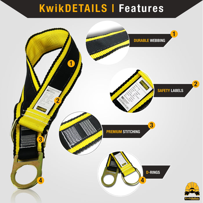 KwikSafety TYPHOON Safety Harness ANSI Fall Protection 3D Ring + Back Support - Model No.: KS6606 - KwikSafety