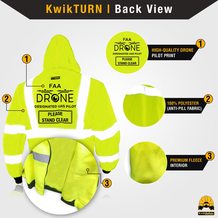 KwikSafety AVIATOR Drone Fleece Hoodie ANSI Class 3 Safety Jacket Anti-Pill - KwikSafety