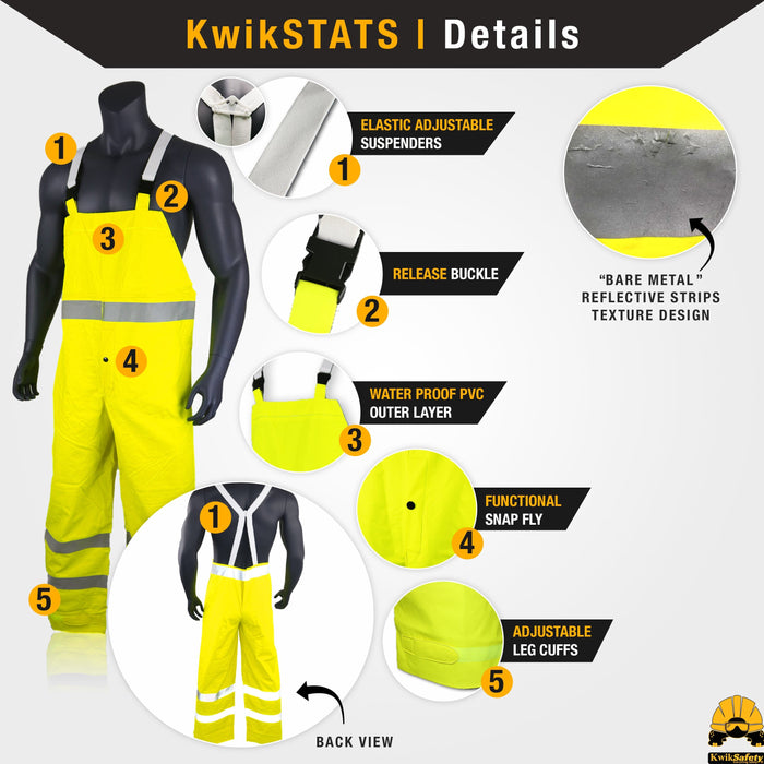 KwikSafety High Visibility Weather Proof Rain Bib by KwikSafety - KwikSafety