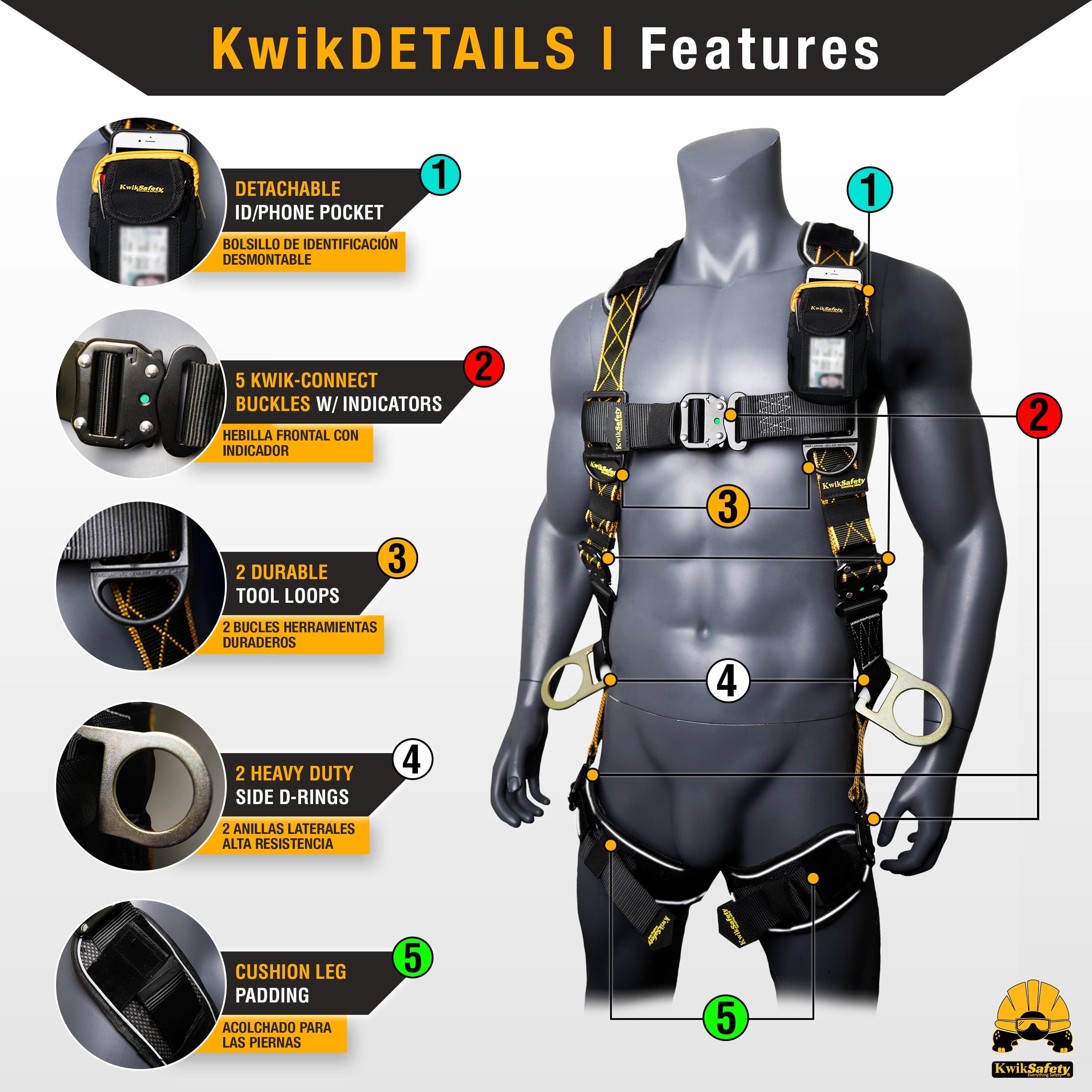 セキュリティ・セーフティ DIAMONDBACK KwikSafety THUNDER DiamondBACK Safety Harness (5 Kwik-Connect Buckles)
