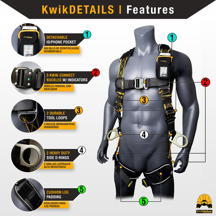 KwikSafety THUNDER DIAMONDBACK Safety Harness 3 D Ring Fall Protection ANSI OSHA - Model No.: KS6602DB - KwikSafety