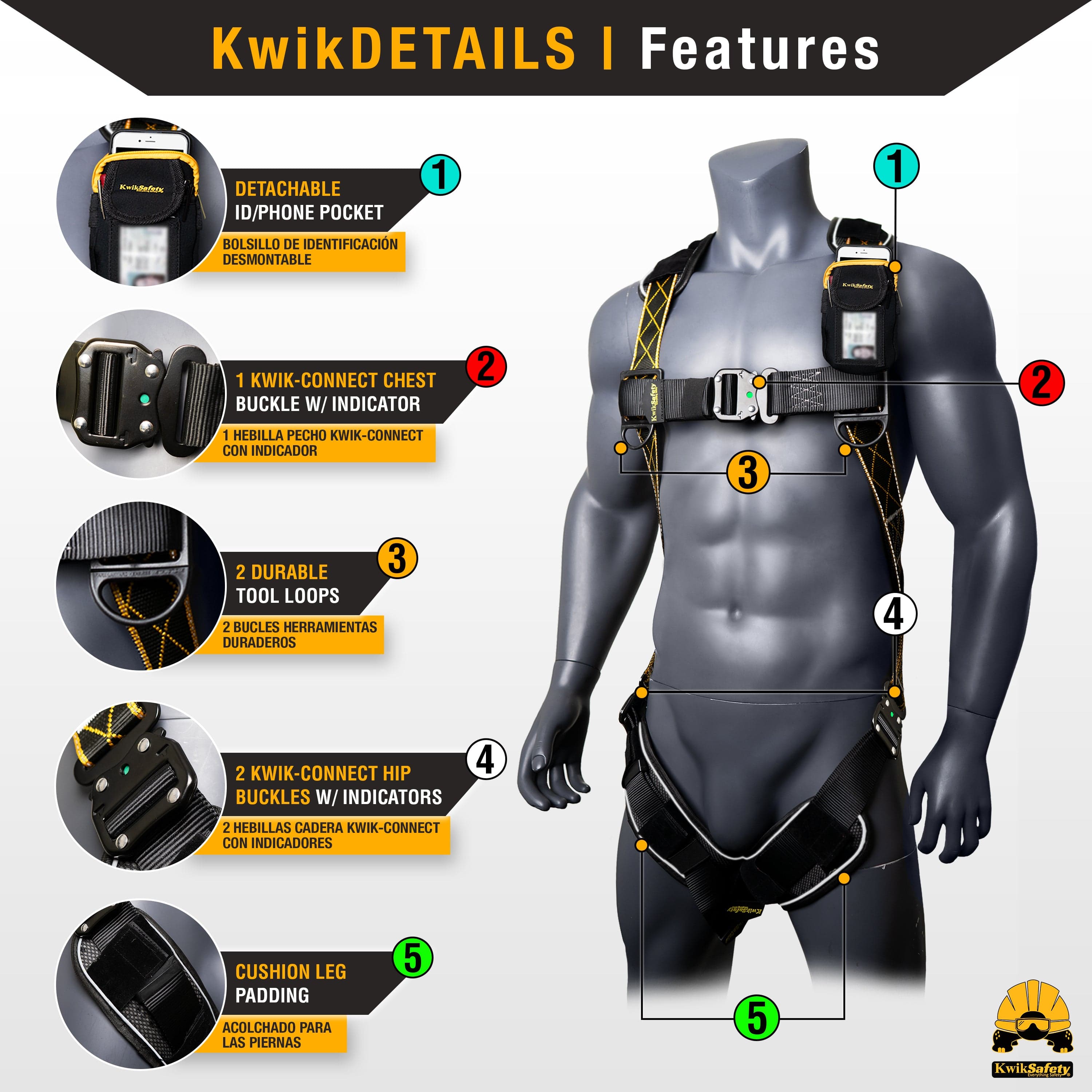KwikSafety TORNADO DiamondBACK Safety Harness (3 Kwik-Connect Buckles)