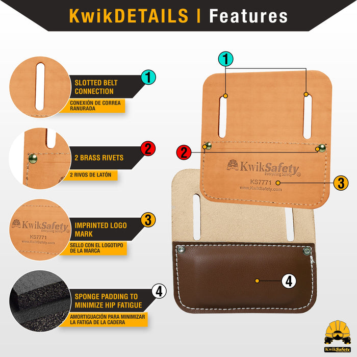 KwikSafety Tie Wire Reel Hip Pad Lightweight Leather Tie-Wire Hip Pad