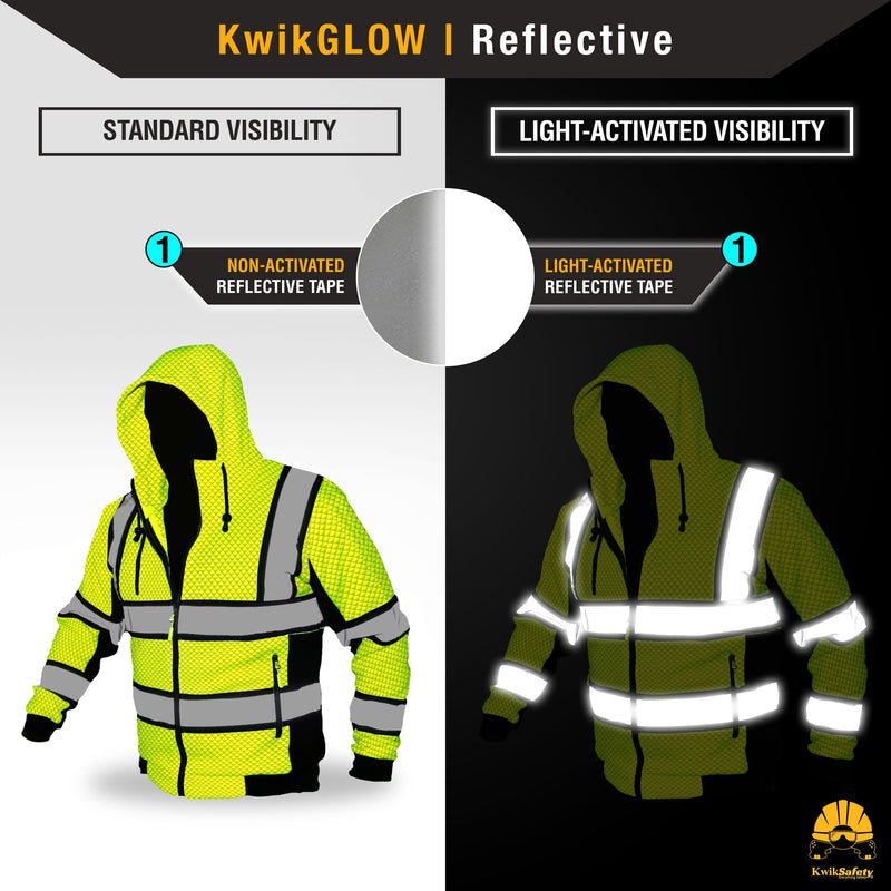 KwikSafety | Sage Hi Vis Fleece Hoodie | Reflectivity