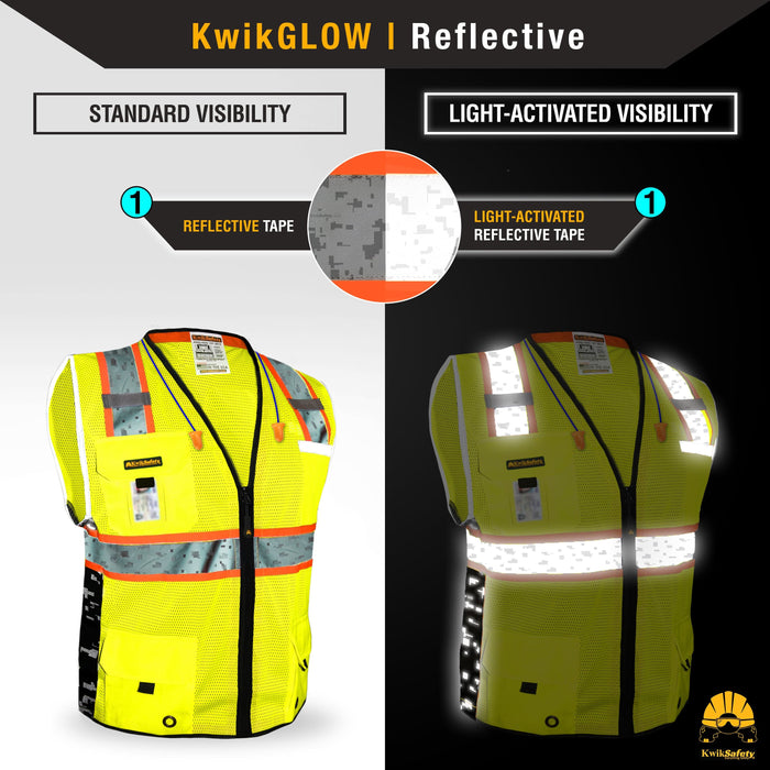 KwikSafety BIG KAHUNA DIGITAL Safety Vest (LIMITED EDITION) Class 2 ANSI Tested OSHA Compliant Hi Vis Reflective PPE Surveyor - Model No.: KS3301DG - KwikSafety