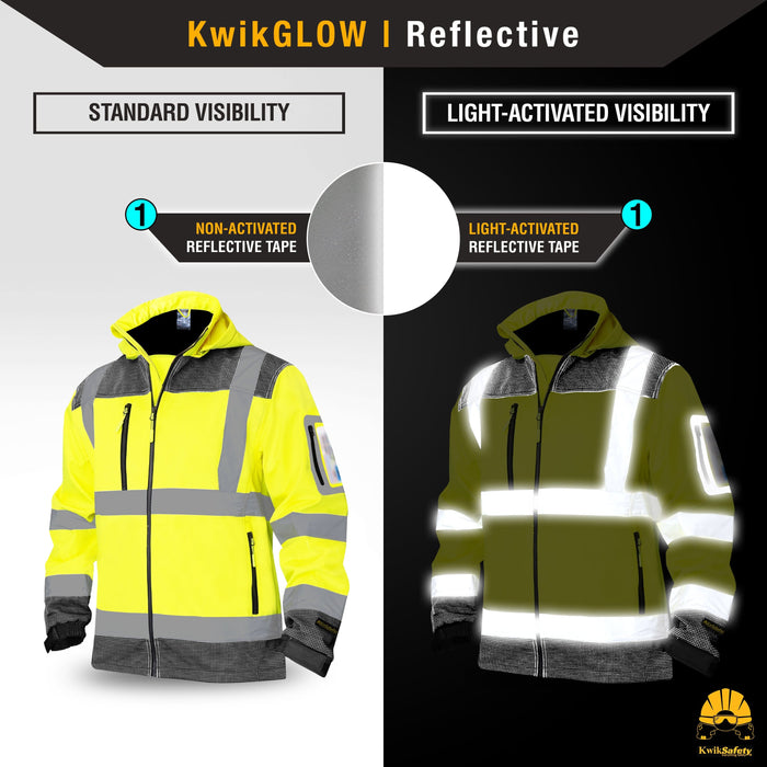 KwikSafety GALAXY Safety Softshell Jacket (LIMITED EDITION DESIGN) Class ANSI Tested OSHA Compliant Hi Vis Reflective PPE Model KS5504