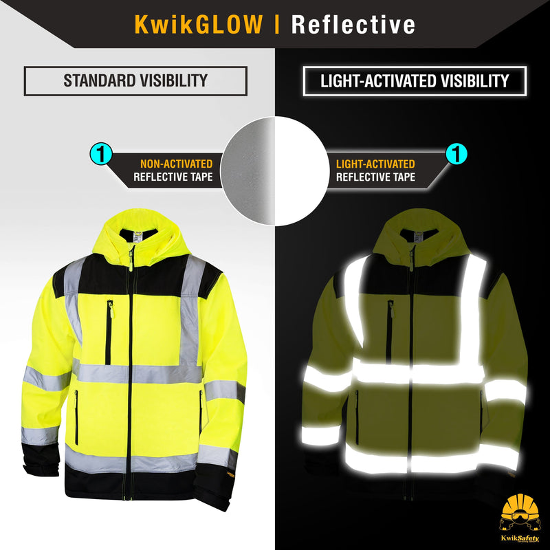 KwikSafety | Agent Hi Vis Soft Shell Jacket | Reflectivity
