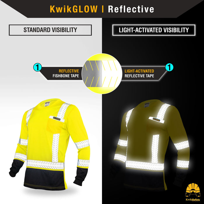 KwikSafety MECHANIC High Visibility Reflective Long Sleeve ANSI Class 3 Safety Shirt - Model No.: KS4409 - KwikSafety contruction reflectors highvis visability reflector longsleeve shirtz stripes strips hivisible green pockets running ropa trabajar trabajo hombres hombre zip button vest tall slogans logo uniform t-shirt hiviz camo t-shirts travajo resistant