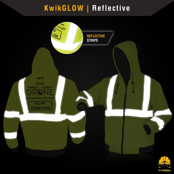 KwikSafety AVIATOR Drone Fleece Hoodie ANSI Class 3 Safety Jacket Anti-Pill - KwikSafety