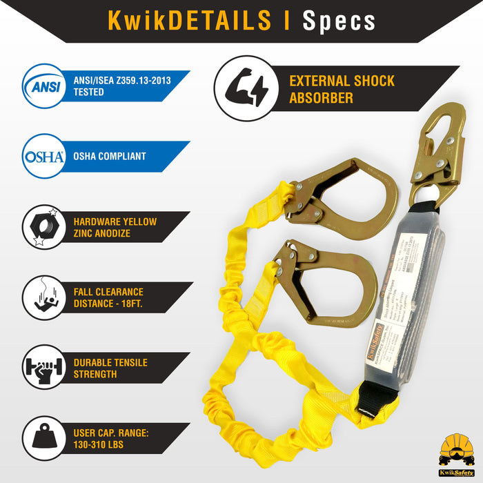 ANSI Shock-Absorbing Lanyard & Scaffolding Hook for Fall RESTRAINT