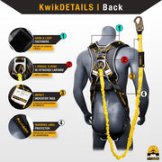 KwikSafety DIAMONDBACK SCORPION Safety Harness (w/ Attached 6 ft Lanyard) Fall Protection ANSI OSHA - KwikSafety
