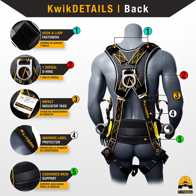 KwikSafety DIAMONDBACK TYPHOON Safety Harness (Back Support) 3 D Ring Fall Protection ANSI OSHA - KwikSafety