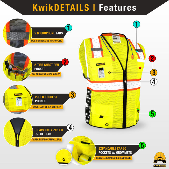 KwikSafety BIG KAHUNA DIGITAL Safety Vest (LIMITED EDITION) Class 2 ANSI Tested OSHA Compliant Hi Vis Reflective PPE Surveyor - Model No.: KS3301DG - KwikSafety