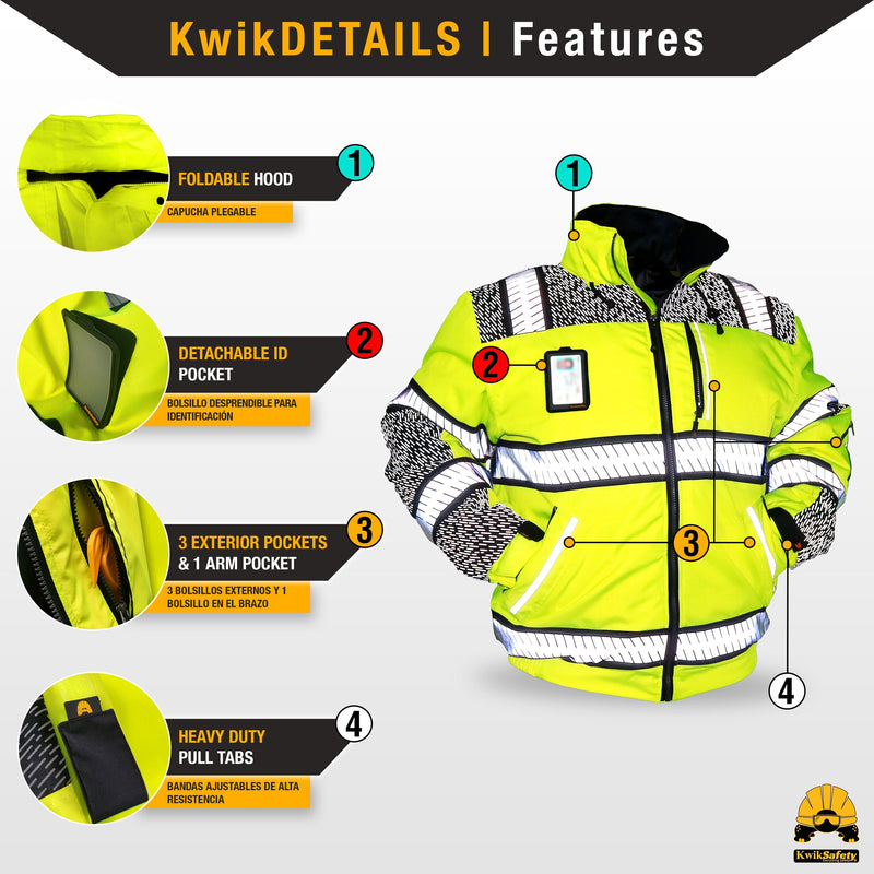 KwikSafety | Universe Hi Vis Bomber Jacket | Product Features
