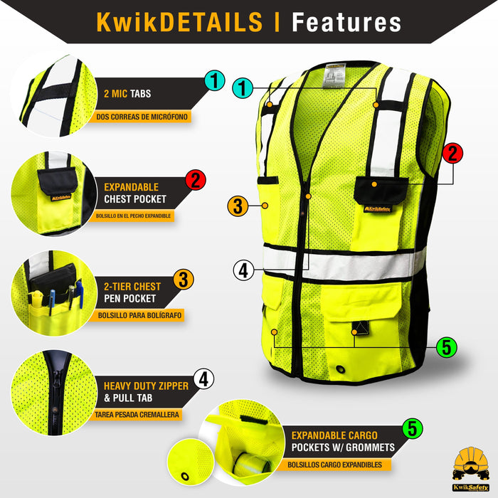 KwikSafety ROADBOSS ECONOMY Safety Vest (Solid Reflective Tape) Class