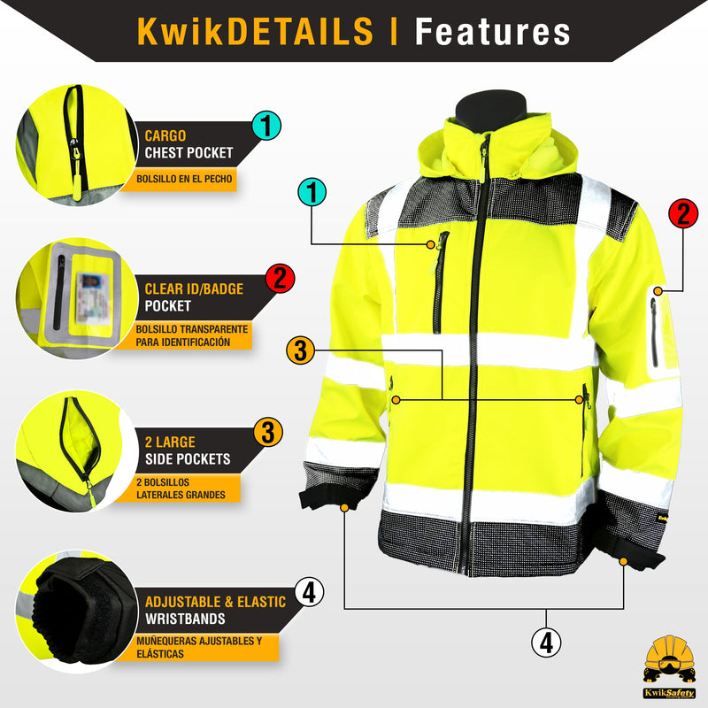 KwikSafety | Galaxy Hi Vis Soft Shell Jacket | Product Features