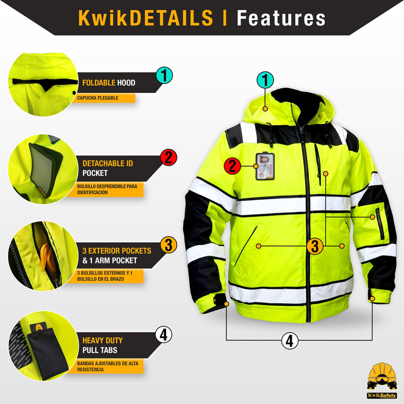KwikSafety | Enforcer Hi Vis Bomber Jacket | Product Features