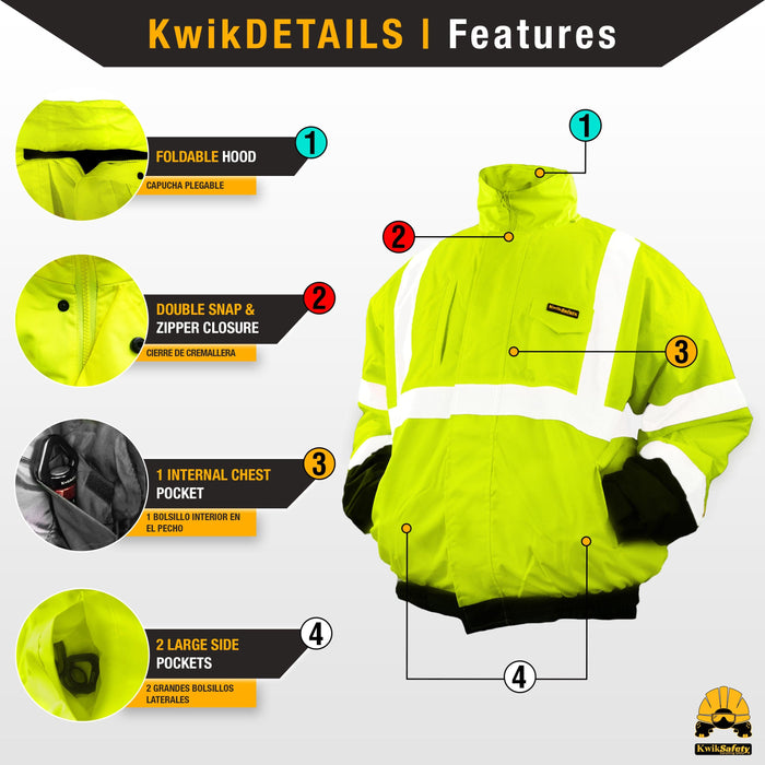 KwikSafety GUARD ANSI Class 3 Bomber Safety Jacket - Model No.: KS5514 - KwikSafety