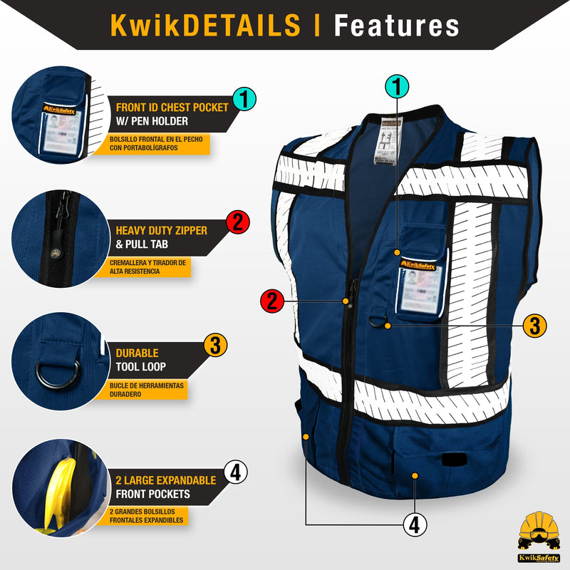 KwikSafety | Pure Blue Sheriff Safety Vest | Product Features