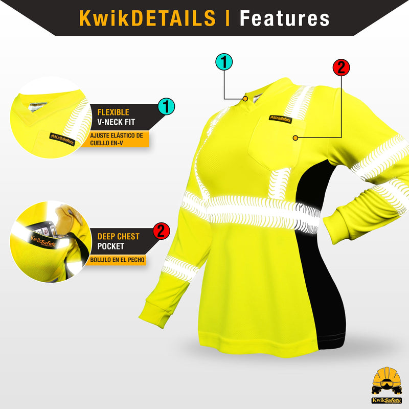 KwikSafety | Vixen Long Sleeve Safety Shirt | Product Features