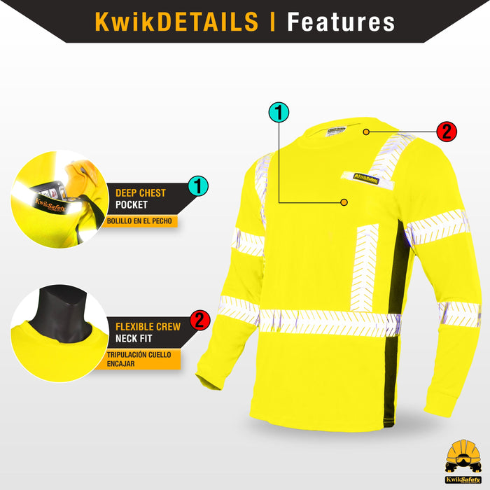 KwikSafety RENAISSANCE MAN | ANSI Class 3 Long Sleeve Safety Shirt - Model No.: KS4402 - KwikSafety contruction reflectors highvis visability reflector longsleeve shirtz stripes strips hivisible green pockets running ropa trabajar trabajo hombres hombre zip button vest tall slogans logo uniform t-shirt hiviz camo t-shirts travajo resistant