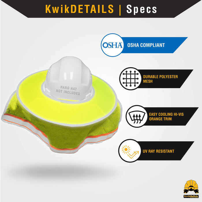 KwikSafety LORD VADER Hard Hat Sun Shade (COOLING MESH) ANSI OSHA Reflective FULL BRIM Foldable Neck Protection - Model No.: KS1502 - KwikSafety