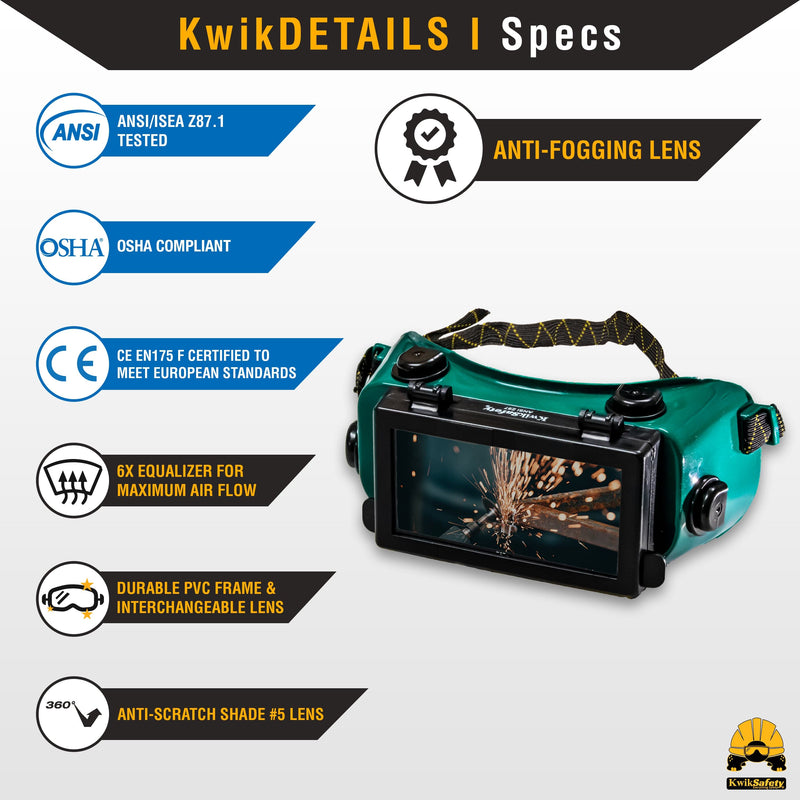 KwikSafety | Hammerhead Welding Goggles | Product Specifications