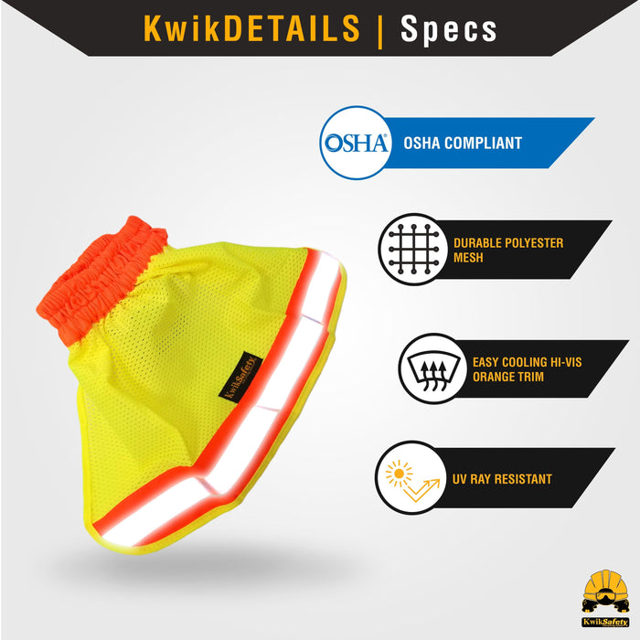 KwikSafety VADER Hard Hat Sun Shade (COOLING MESH) ANSI OSHA High Visibility Reflective STANDARD CAP BRIM Foldable Neck Protection - Model No.: KS1501 - KwikSafety