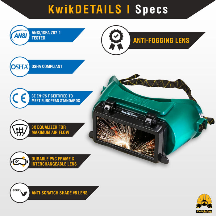 KwikSafety EAGLE EYES Welding Goggles ANSI Anti Fog Flip-Up #5 Lens + #10 Lens - KwikSafety yeswelder cup mask darkening google steampunk arcsafe jackson miller lincoln helmet tig safty saftey ashbury german eclipse hazmat heat resistant hobart arc veithdia oxy googles goggle weld stanley torching weldong bugeye arcone 50mm didymium guages rectangular round servore dim